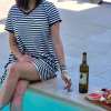 Tunika/haljina na V izrez crno bele pruge
